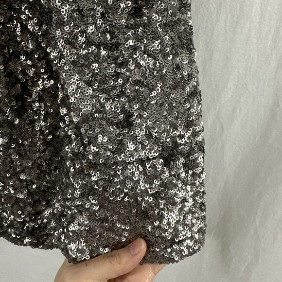 Apt 9 Sequin Silver Open Front Blazer Jacket Womens Size M Party Festive Glam - Picture 12 of 12